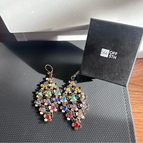 Saks of Fifth Gold Colorful Floral Teardrop Earrings - Picture 11 of 11